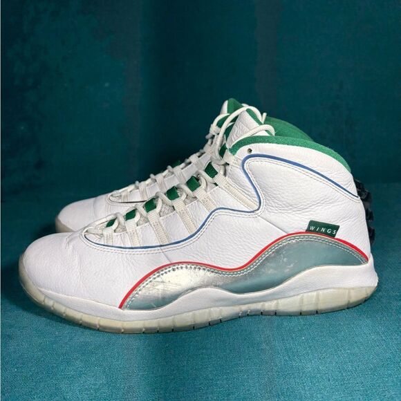 NIKE AIR JORDAN 10 RETRO WINGS WHITE CLOVER SHOES Size 14 main image 4